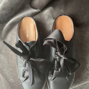 All black brand black leather slides size 7